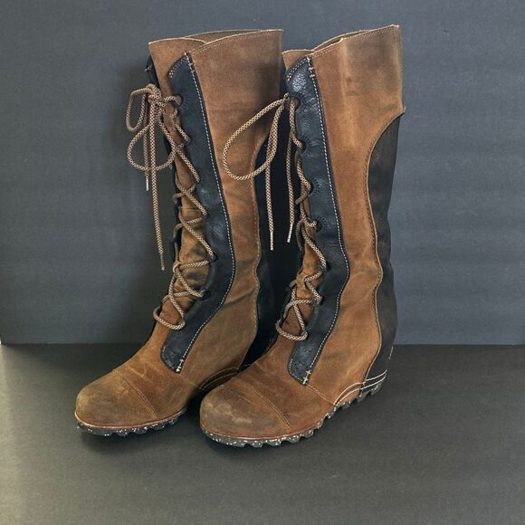 Sorel Cate the Great Tall Wedge Elk/Black Winter Snow Knee High Boots Sz 8.5 - Picture 1 of 11